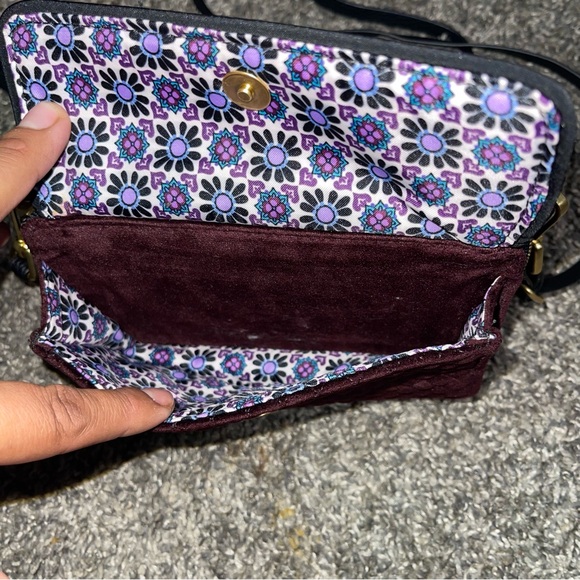 Vera Bradley All In One Burgundy Maroon Quilted Velvet Cross Body Bag - Picture 5 of 12